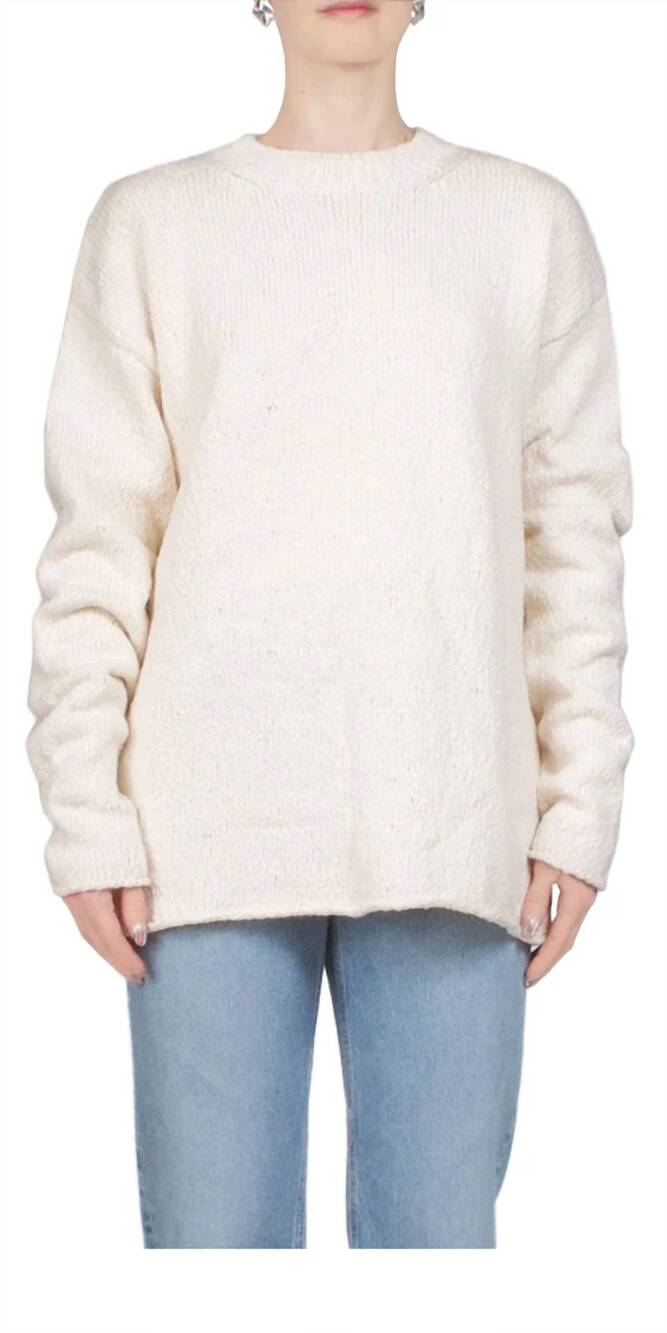 NEW AYA MUSE oversized vintage crewneck pullover sweater in cream